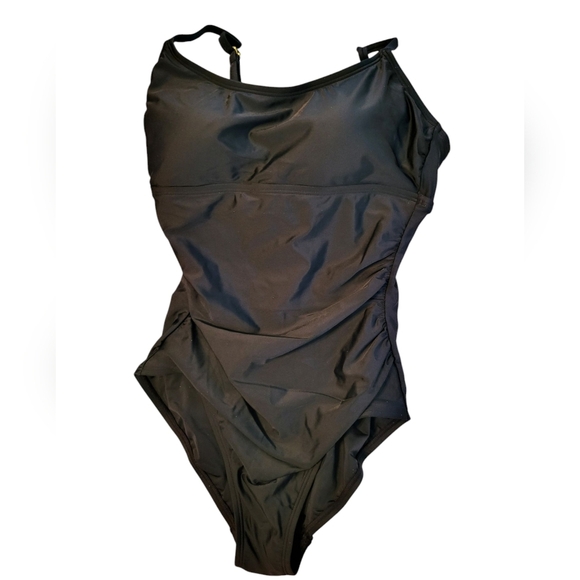 Koa Sol Full Coverage Shirred Front One-Piece Swimsuit, Large (12-14), NWT - Picture 1 of 4
